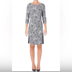 Lauren Ralph Lauren‎ Women's Size 2 Chevron Print Sheath Dress Lighthouse Navy